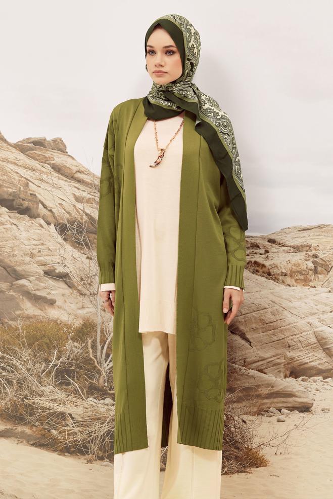 Hijab clothing BEIGE KNITWEAR PANTSUIT 45825 - ALVİNA