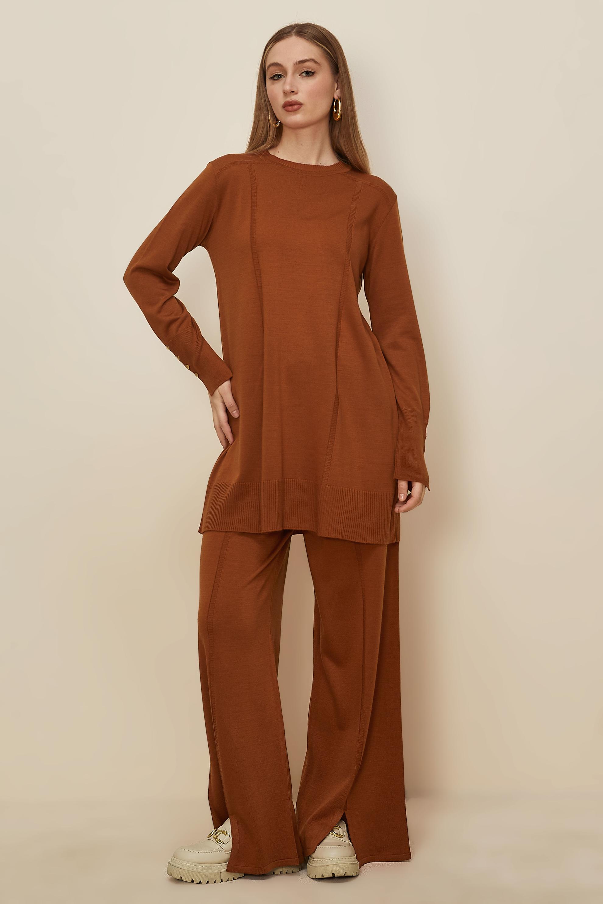 Hijab clothing ORANGE KNITWEAR PANTSUIT 45825