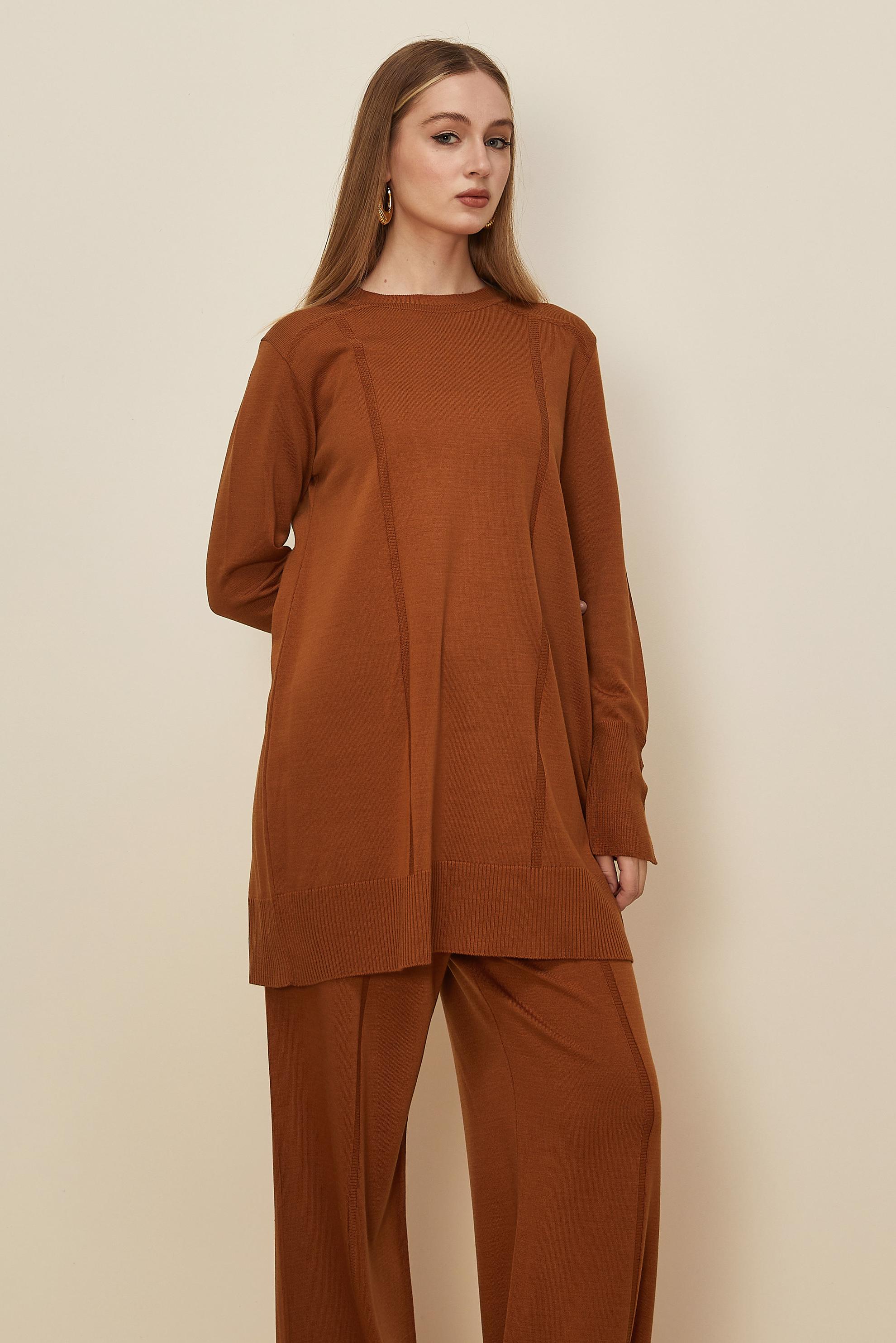 Hijab clothing ORANGE KNITWEAR PANTSUIT 45825