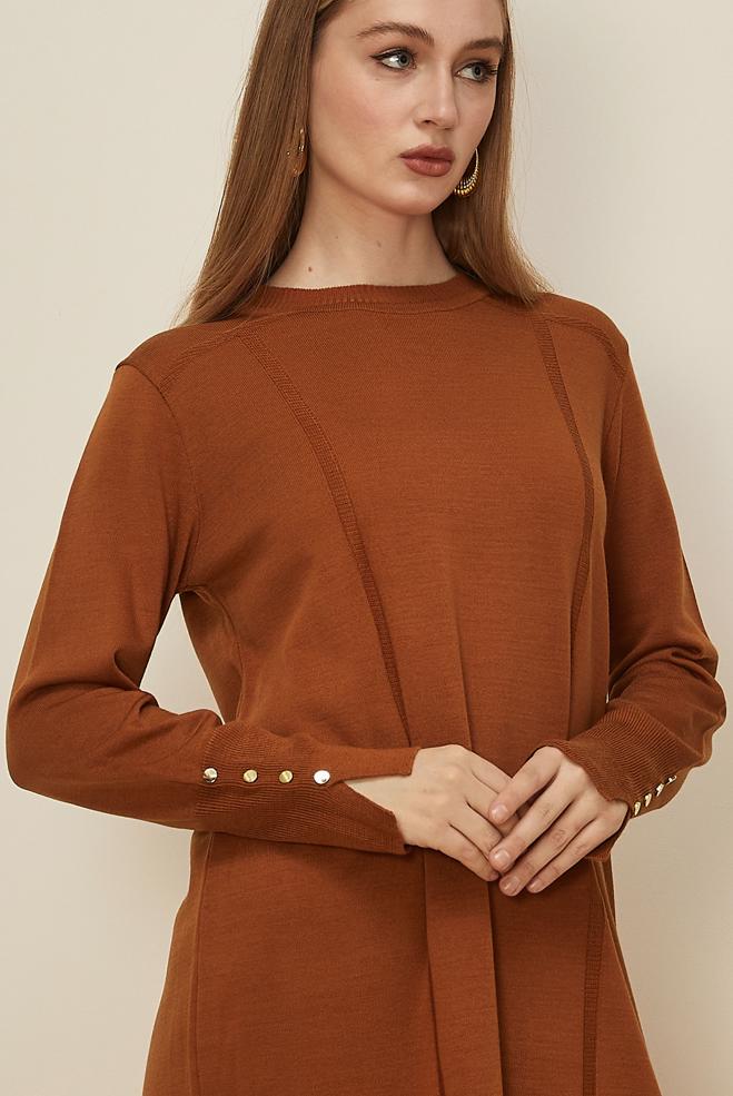 Hijab clothing ORANGE KNITWEAR PANTSUIT 45825 - ALVİNA