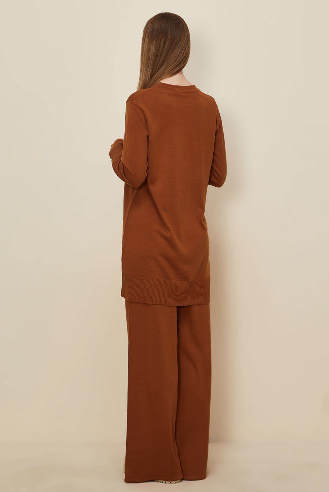 Hijab clothing ORANGE KNITWEAR PANTSUIT 45825 - ALVİNA