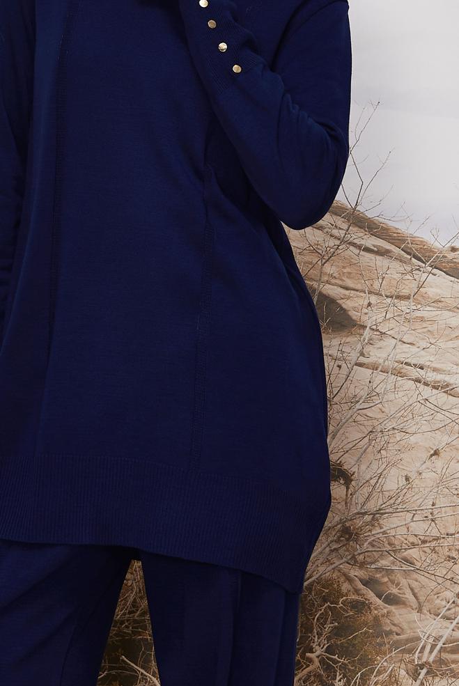 Hijab clothing NAVY BLUE KNITWEAR PANTSUIT 45825 - ALVİNA