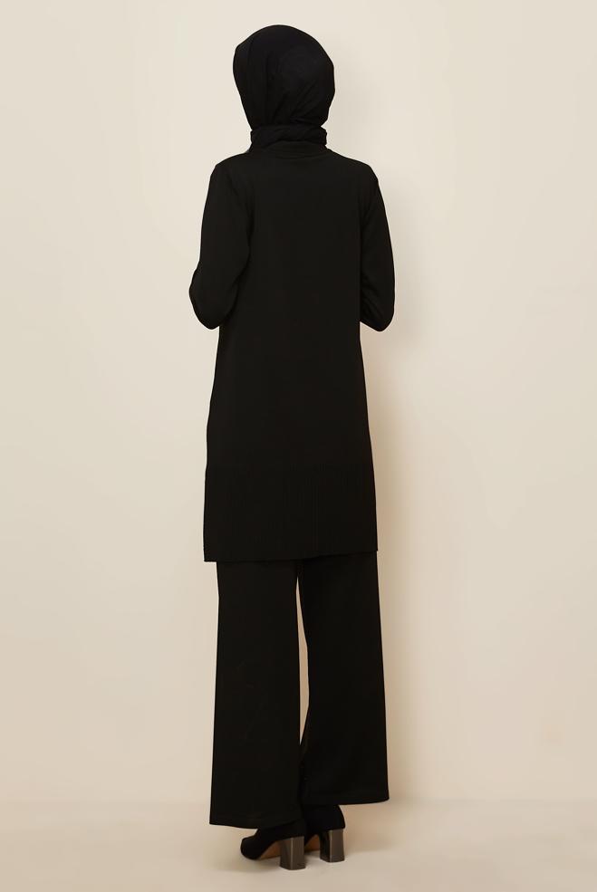 Hijab clothing BLACK GEM DETAILED KNITWEAR PANTSUIT 45863 - ALVİNA