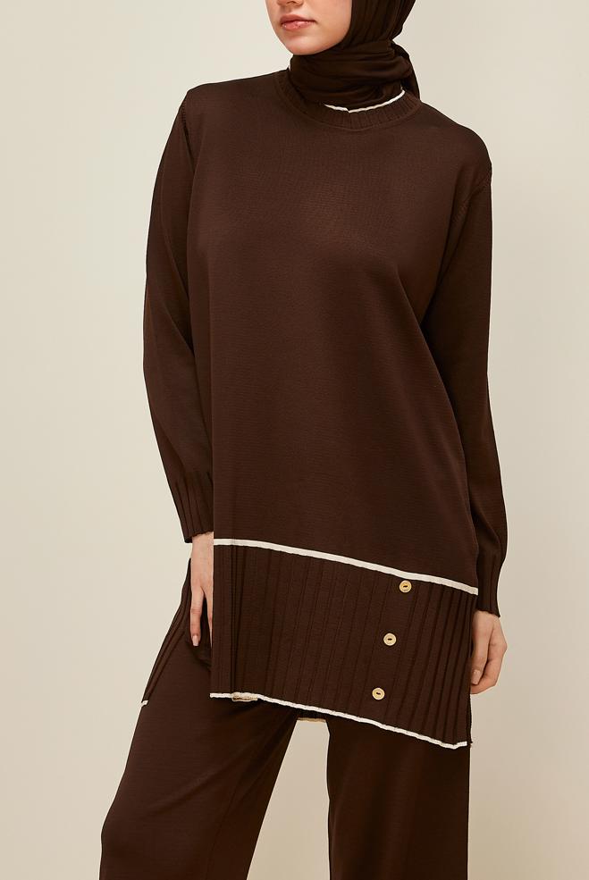 Hijab clothing BROWN KNITWEAR PANTSUIT 45864 - ALVİNA