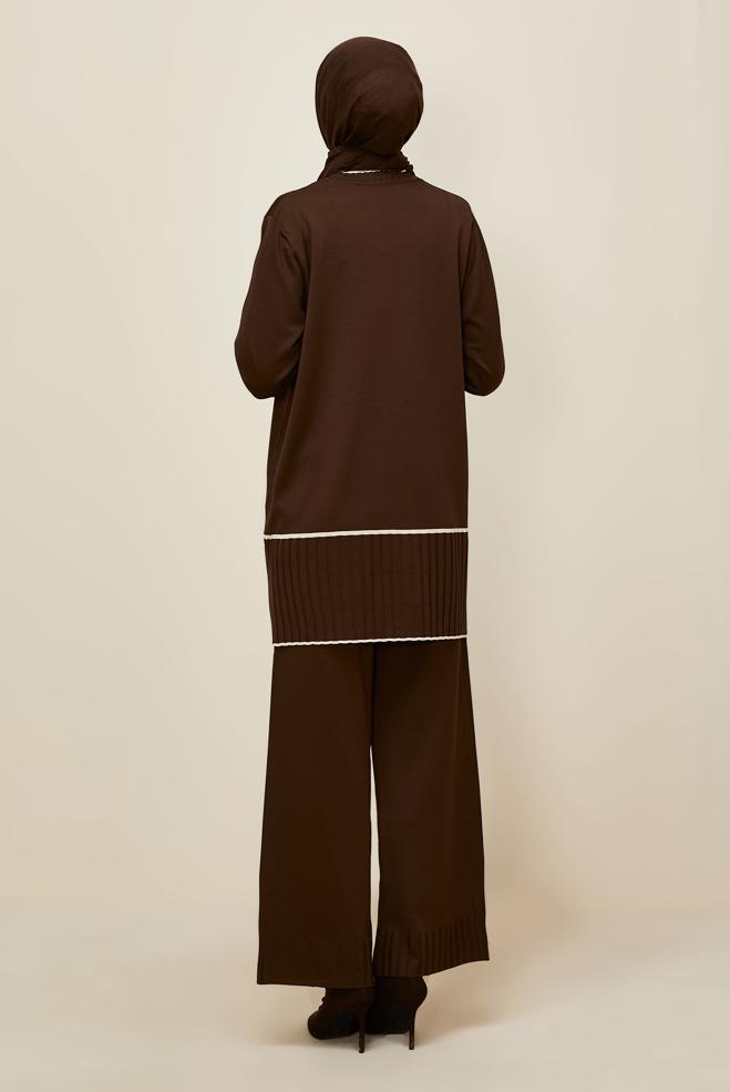 Hijab clothing BROWN KNITWEAR PANTSUIT 45864 - ALVİNA