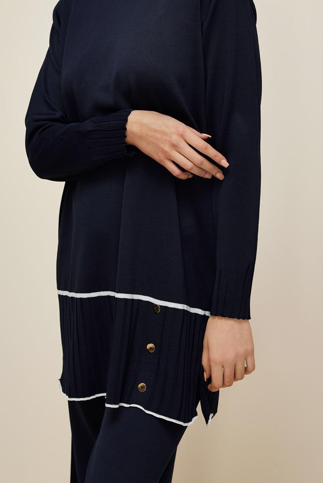 Hijab clothing NAVY BLUE KNITWEAR PANTSUIT 45864 - ALVİNA