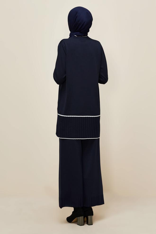 Hijab clothing NAVY BLUE KNITWEAR PANTSUIT 45864 - ALVİNA