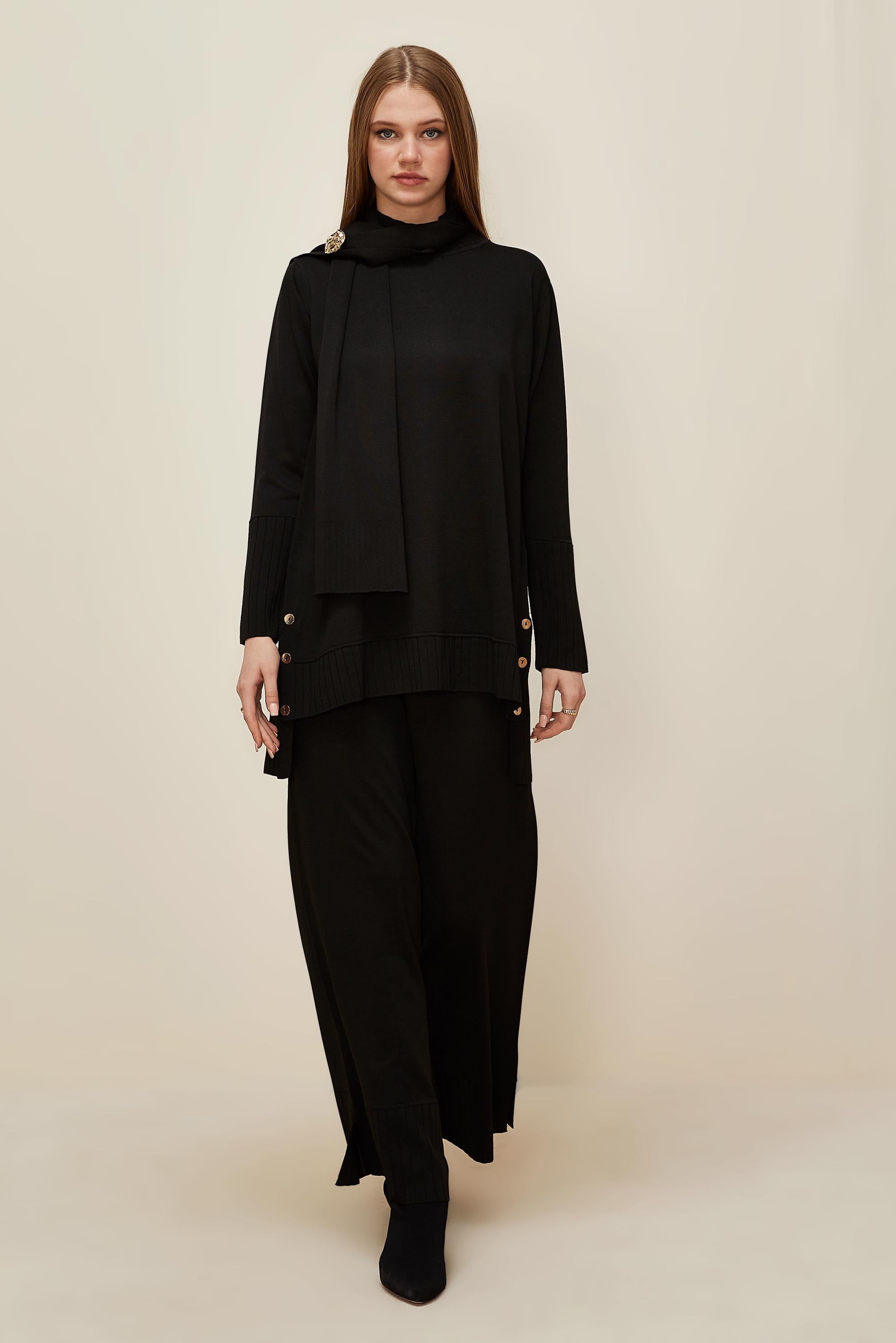 Hijab clothing BLACK KNITWEAR PANTSUIT 45865