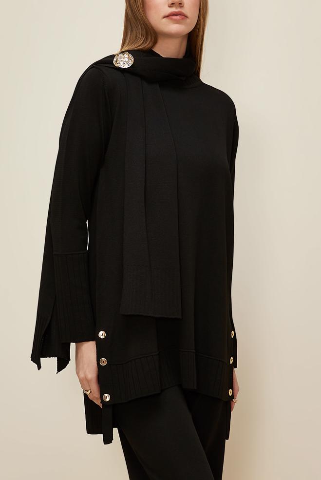 Vêtements hijab NOIR ENSEMBLE PANTALON EN TRICOT 45865 - ALVİNA