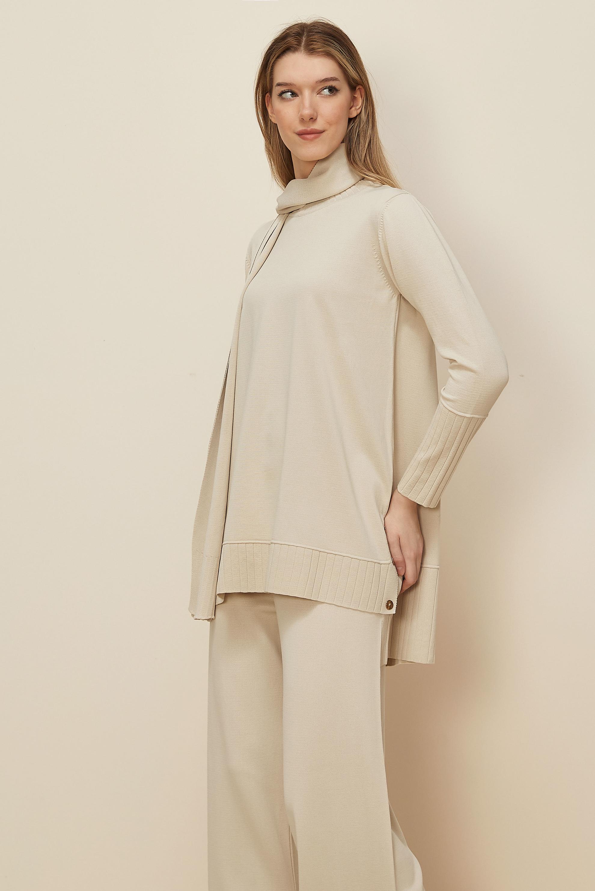 Tesettür giyim BEJ 45865 2 Lİ TRİKO PANT.TK.38-44