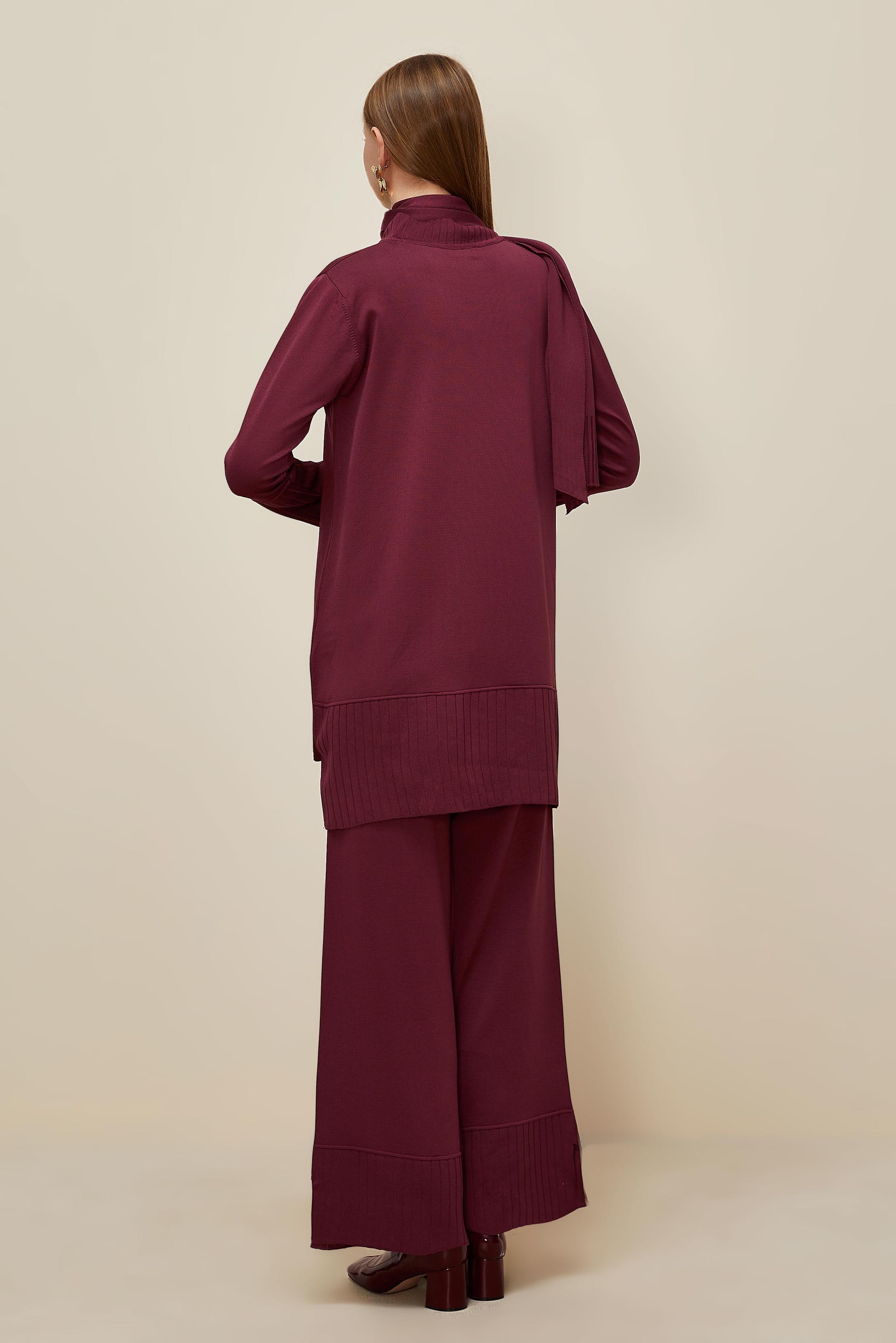 Hijab clothing CLARET RED KNITWEAR PANTSUIT 45865