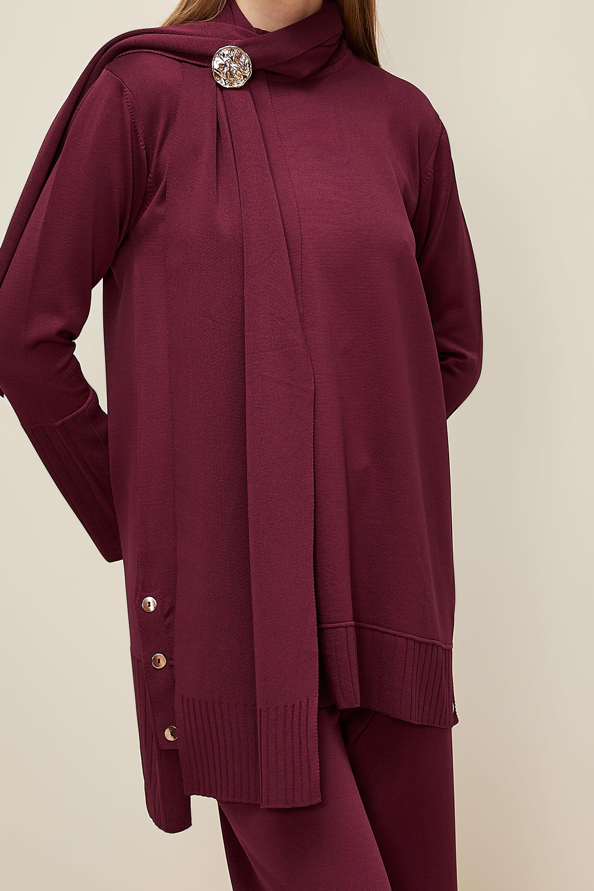 Hijab clothing CLARET RED KNITWEAR PANTSUIT 45865