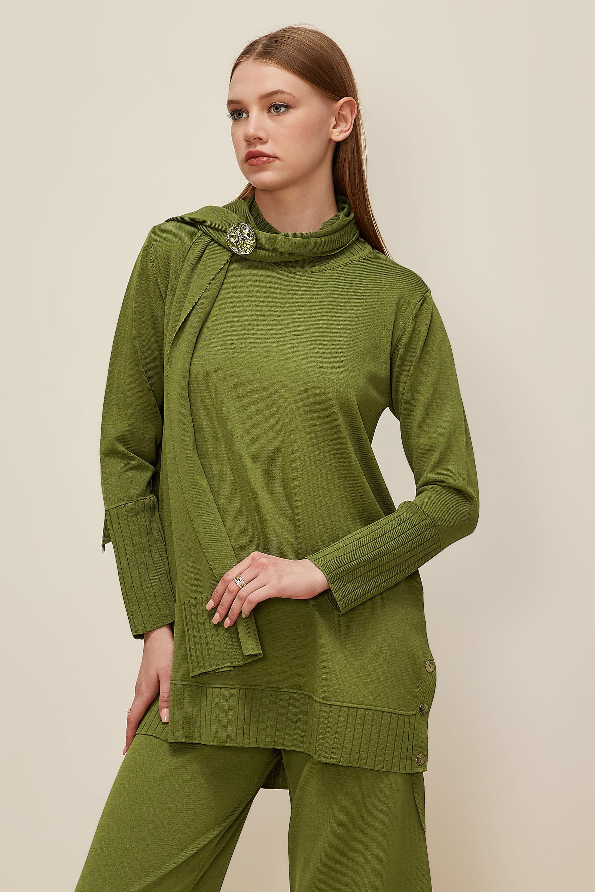 Hijab clothing GREEN KNITWEAR PANTSUIT 45865