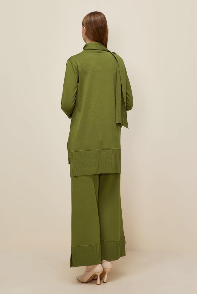 Vêtements hijab VERT ENSEMBLE PANTALON EN TRICOT 45865 - ALVİNA