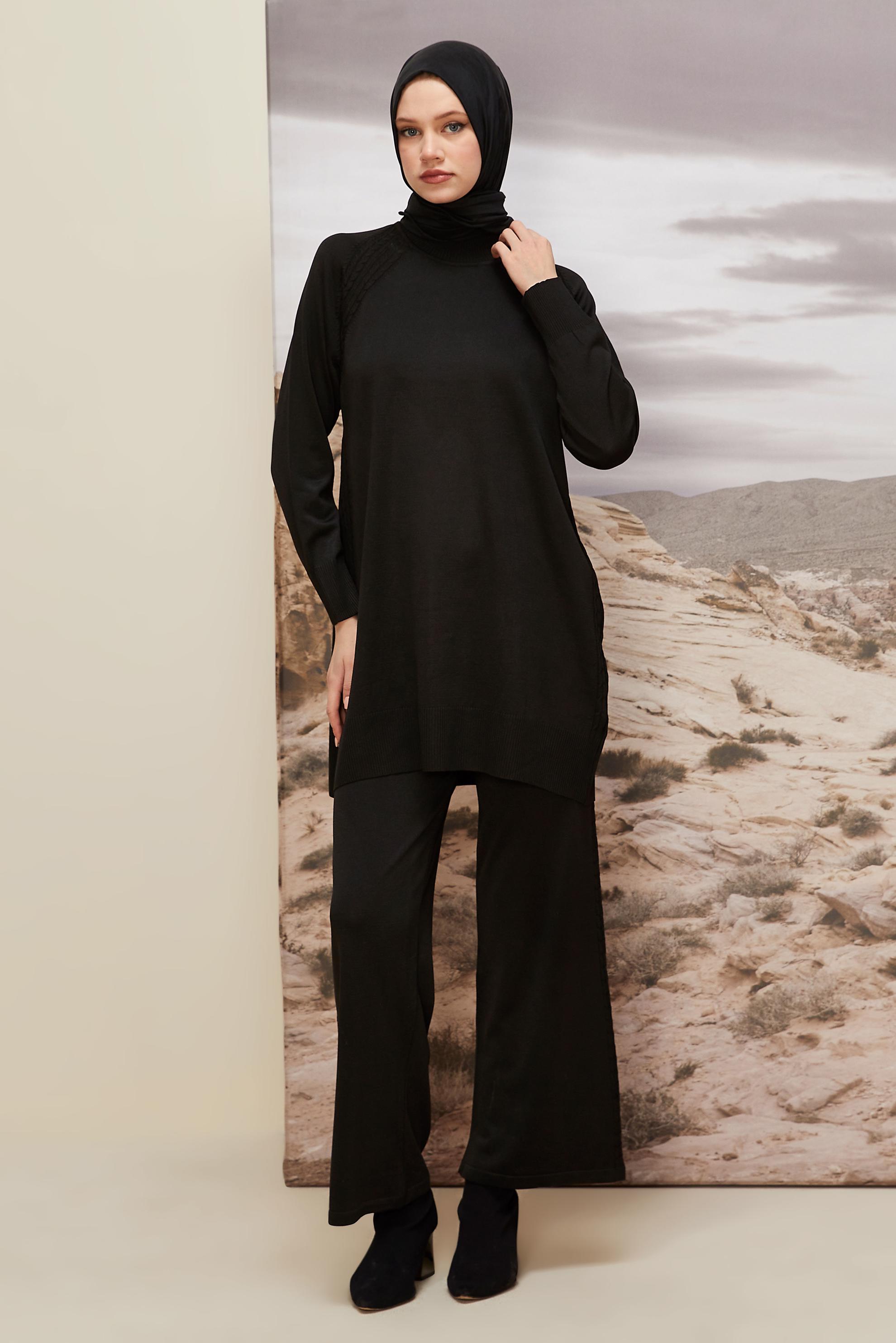 Hijab clothing BLACK KNITWEAR PANTSUIT 45866
