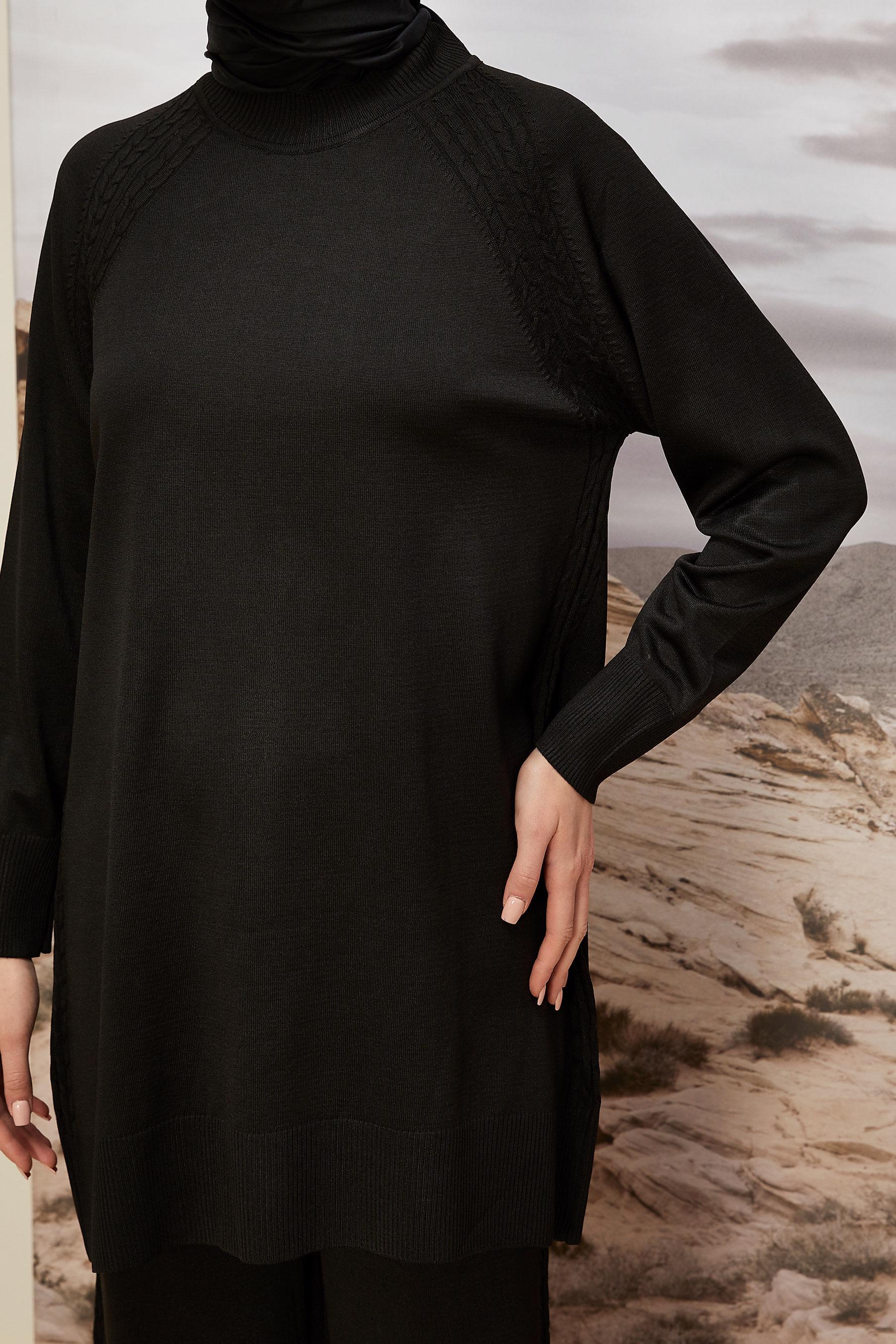 Hijab clothing BLACK KNITWEAR PANTSUIT 45866