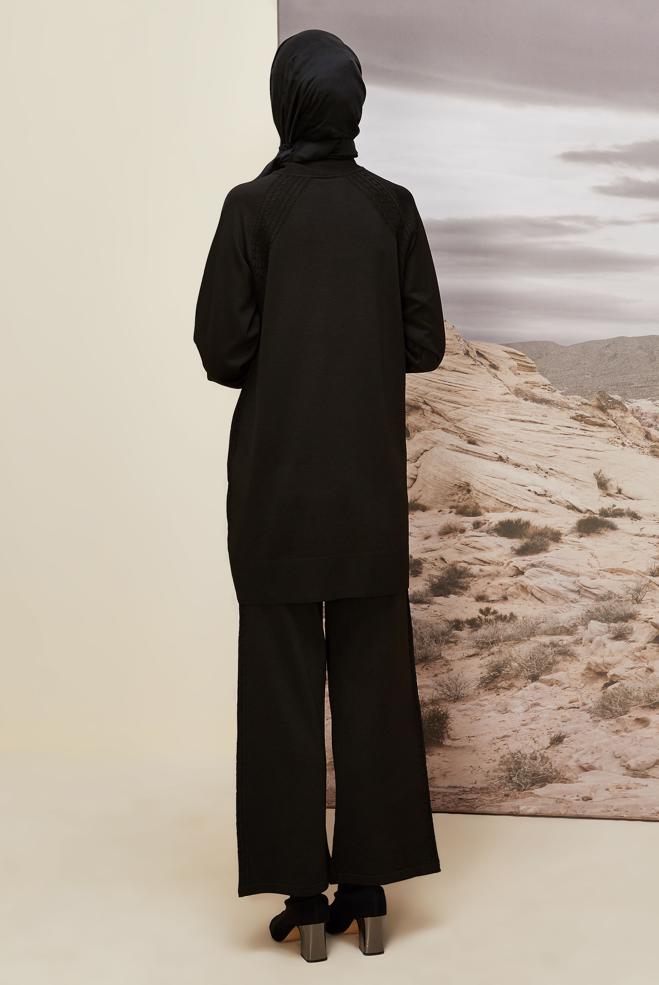 Tesettür giyim SİYAH PANTOLONLU TRİKO TAKIM 45866 - ALVİNA