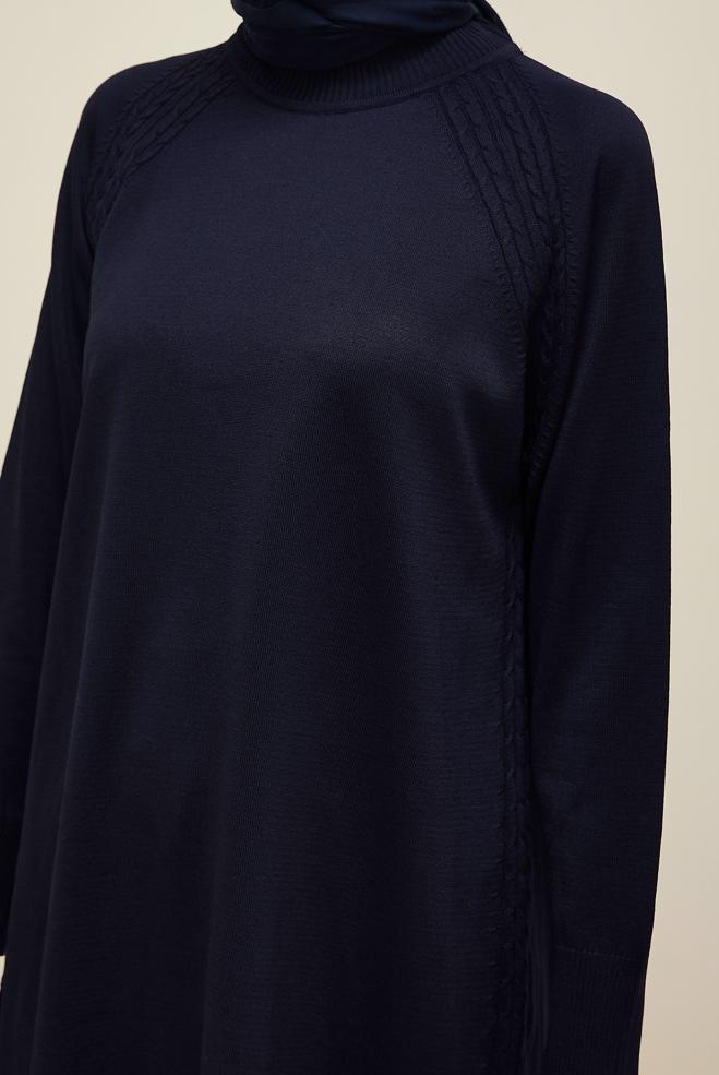 Vêtements hijab BLEU MARINE ENSEMBLE PANTALON EN MAILLE 45866 - ALVİNA