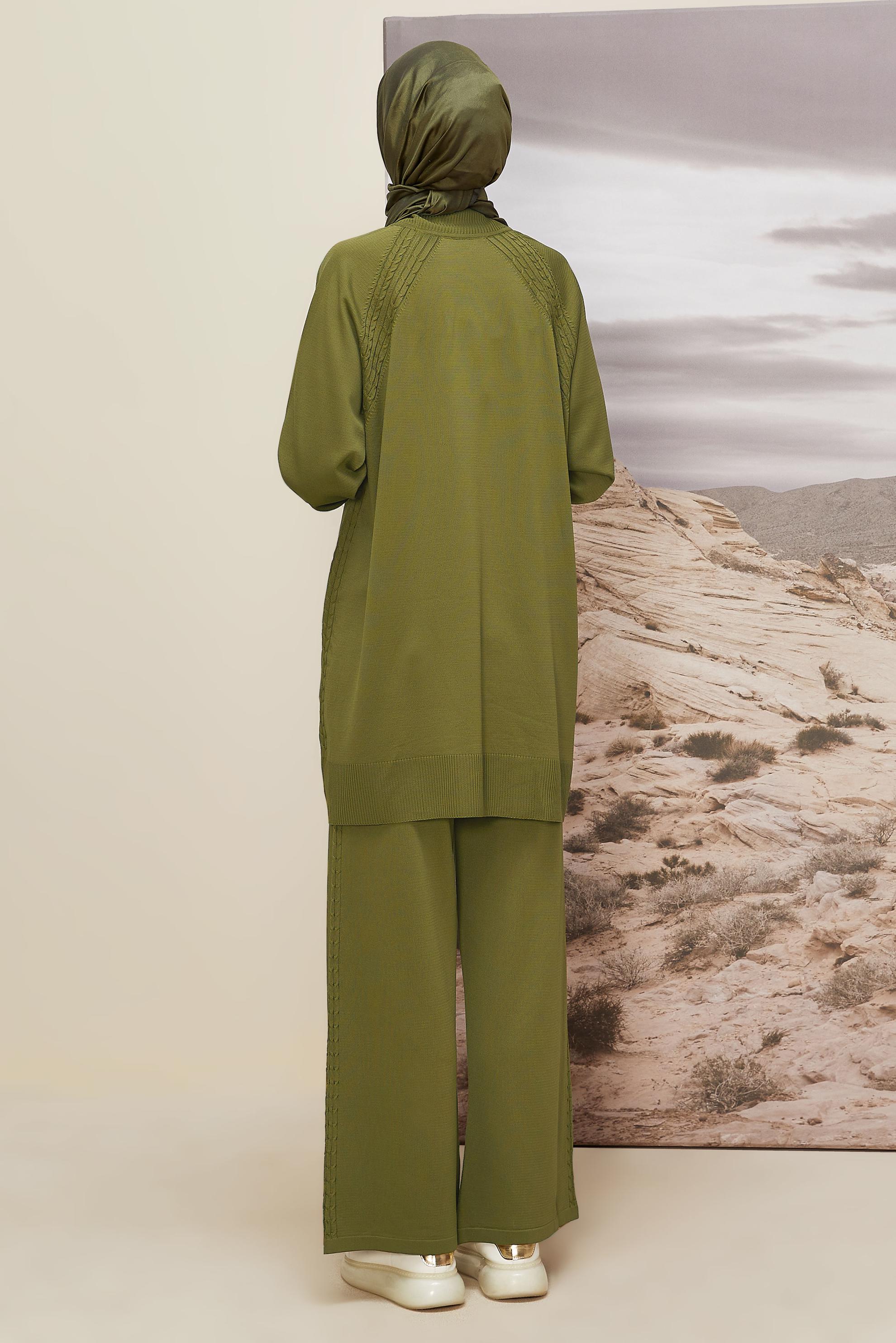 Tesettür giyim YEŞİL PANTOLONLU TRİKO TAKIM 45866