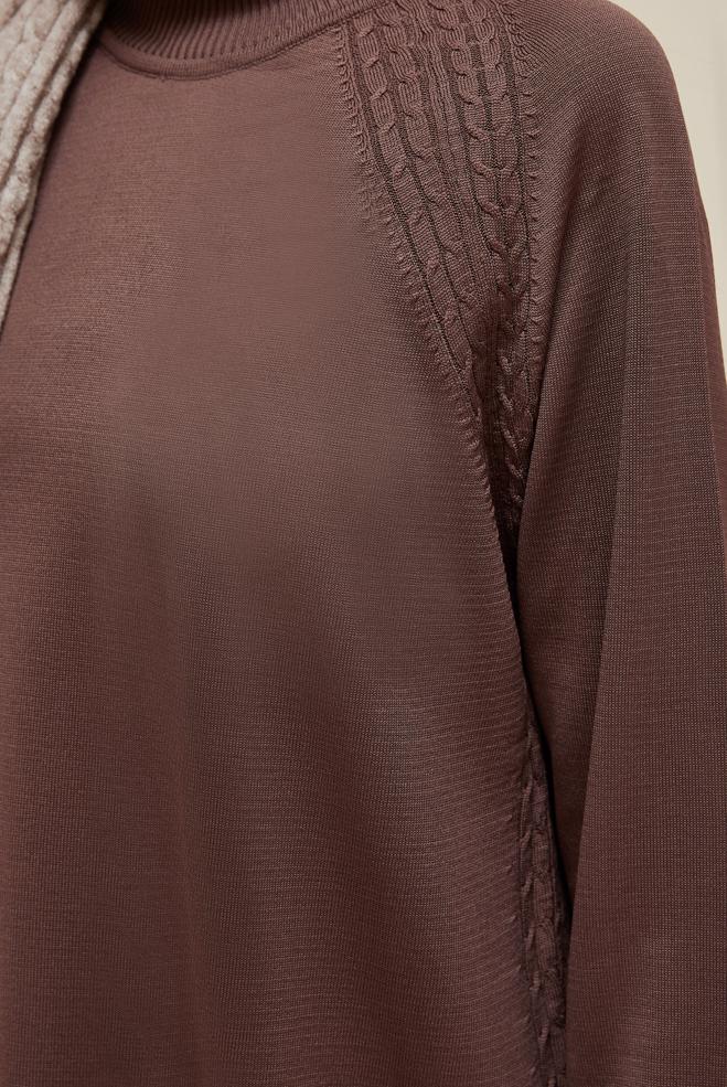 Vêtements hijab BRUN ENSEMBLE PANTALON EN MAILLE 45866 - ALVİNA