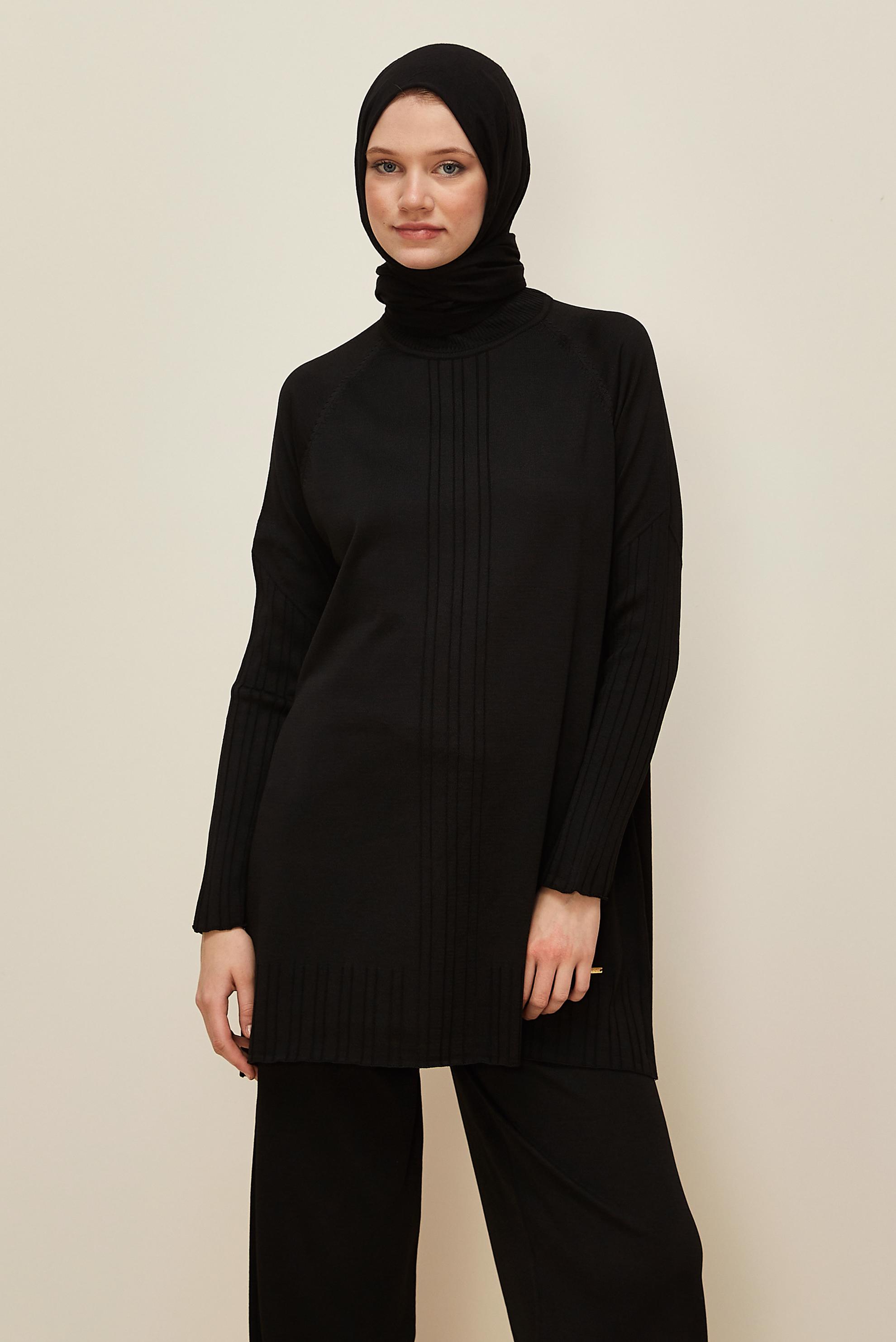 Vêtements hijab NOIR ENSEMBLE PANTALON EN TRICOT 45867