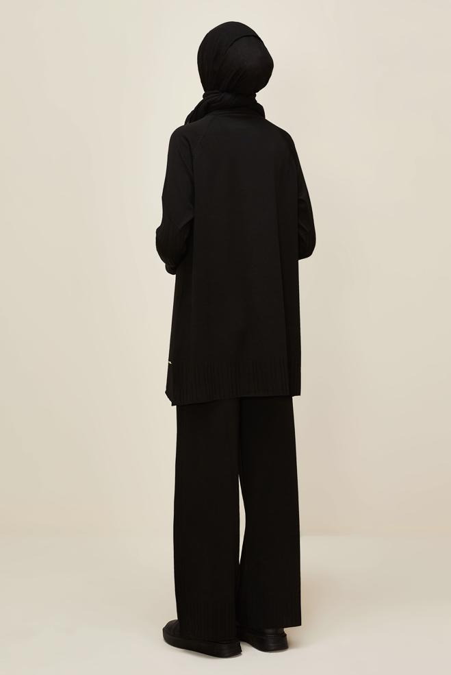 Vêtements hijab NOIR ENSEMBLE PANTALON EN TRICOT 45867 - ALVİNA