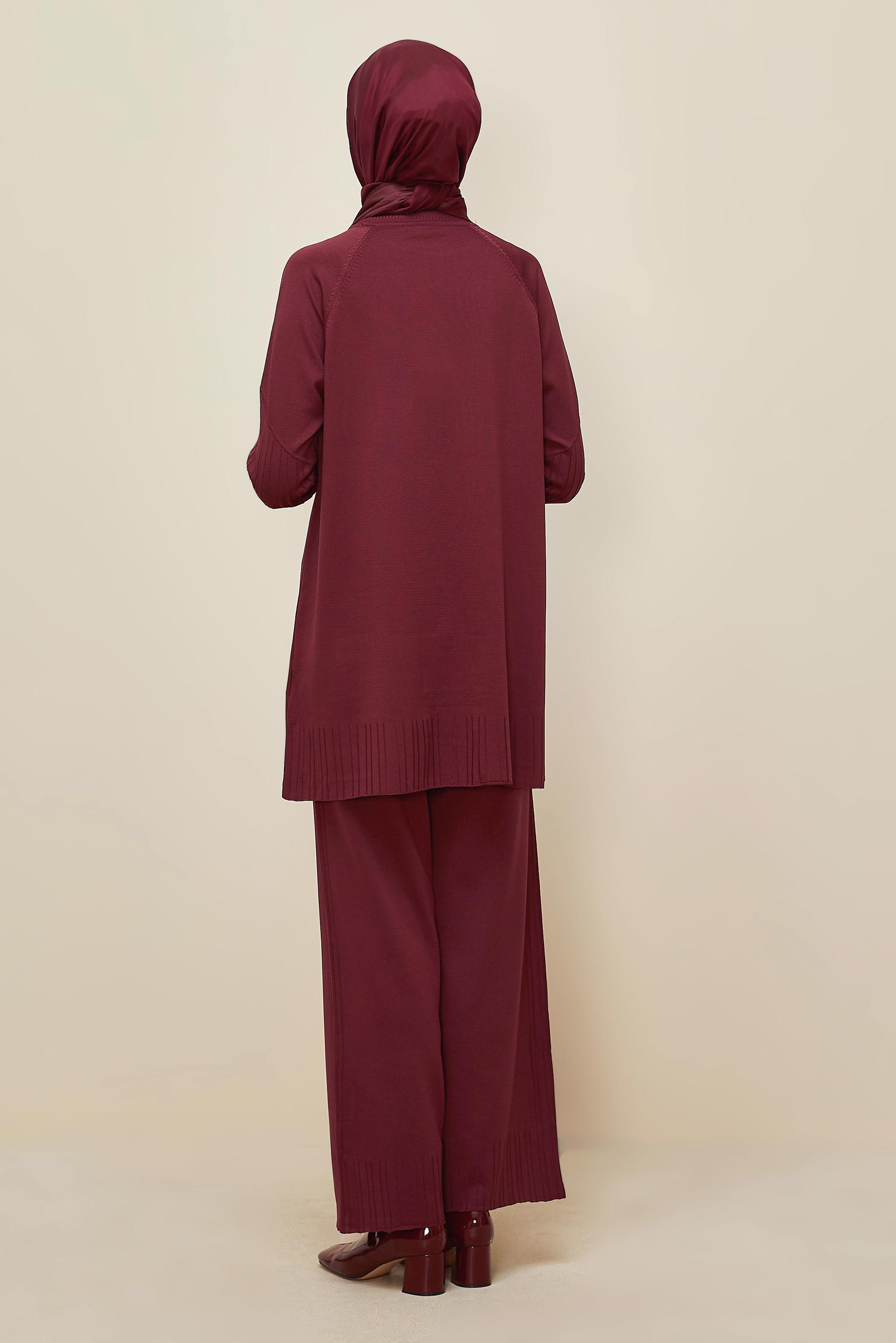 Hijab clothing CLARET RED KNITWEAR PANTSUIT 45867