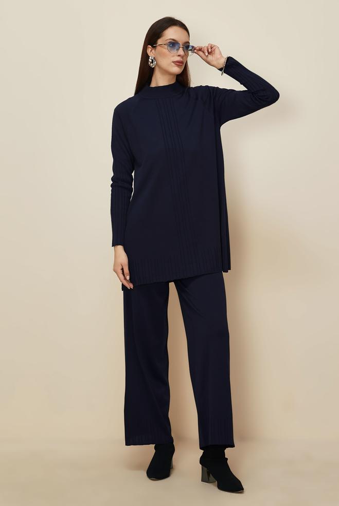 Hijab clothing NAVY BLUE KNITWEAR PANTSUIT 45867 - ALVİNA