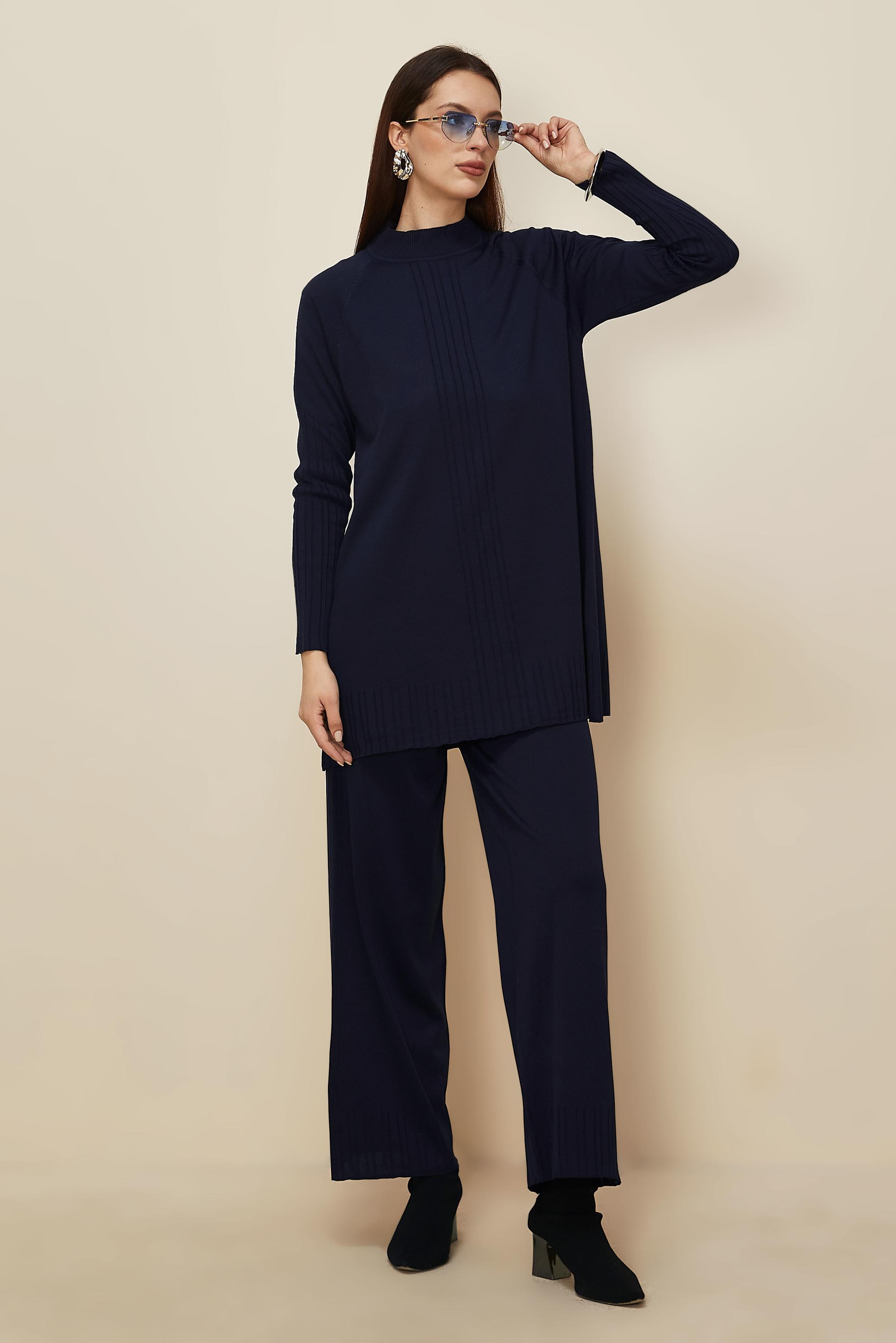 Hijab clothing NAVY BLUE KNITWEAR PANTSUIT 45867