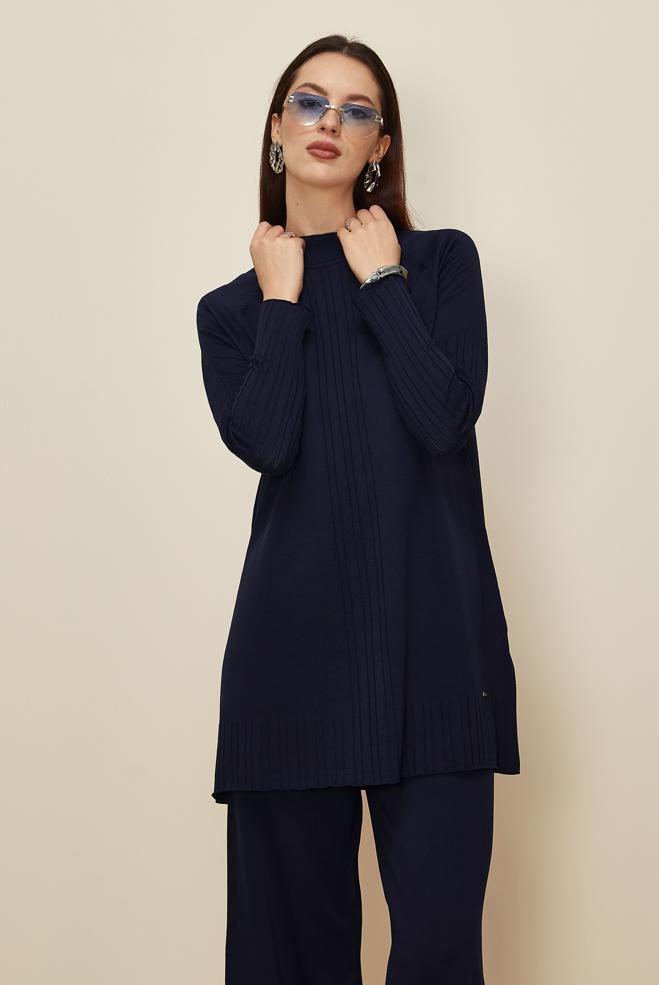Hijab clothing NAVY BLUE KNITWEAR PANTSUIT 45867 - ALVİNA