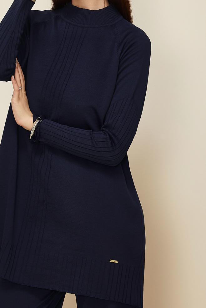 Hijab clothing NAVY BLUE KNITWEAR PANTSUIT 45867 - ALVİNA