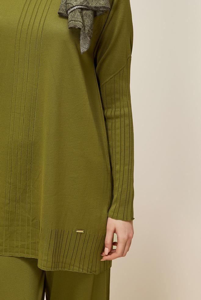 Vêtements hijab VERT ENSEMBLE PANTALON EN TRICOT 45867 - ALVİNA