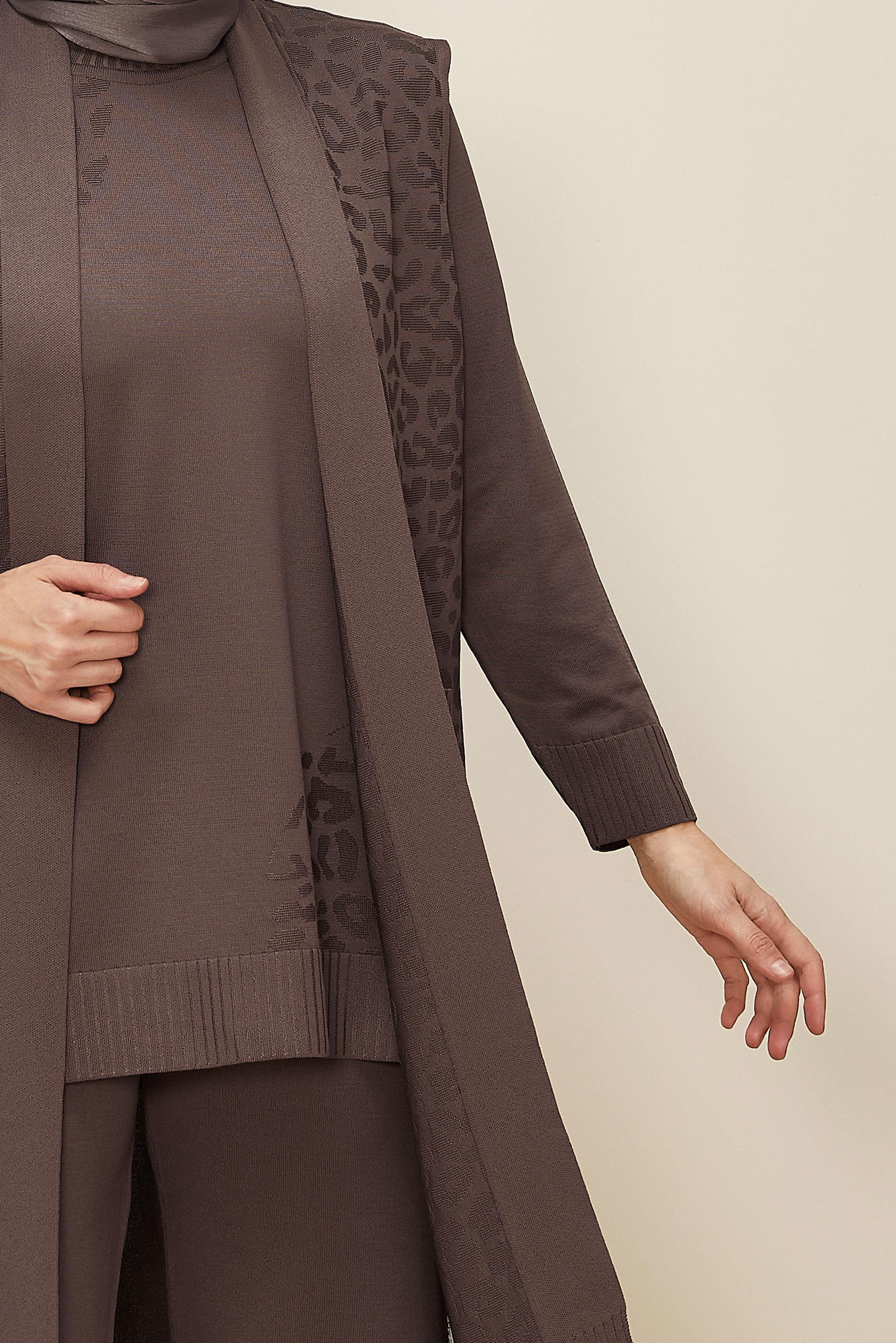 Vêtements hijab BRUN ENSEMBLE PANTALON EN TRICOT TROIS PIÈCES 45869