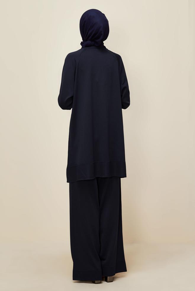 Vêtements hijab BLEU MARINE ENSEMBLE PANTALON EN MAILLE 45873 - ALVİNA