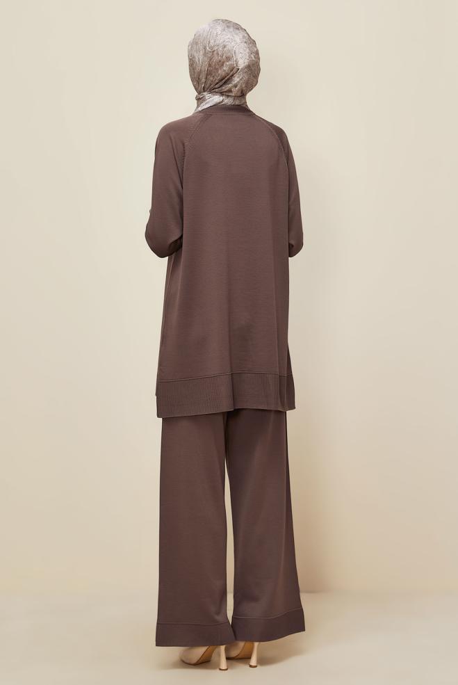 Vêtements hijab BRUN ENSEMBLE PANTALON EN MAILLE 45873 - ALVİNA