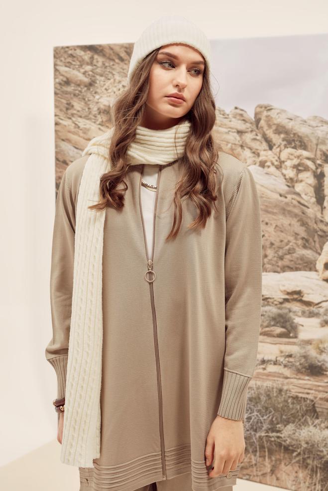 Vêtements hijab BEIGE ENSEMBLE PANTALON EN TRICOT 45884 - ALVİNA