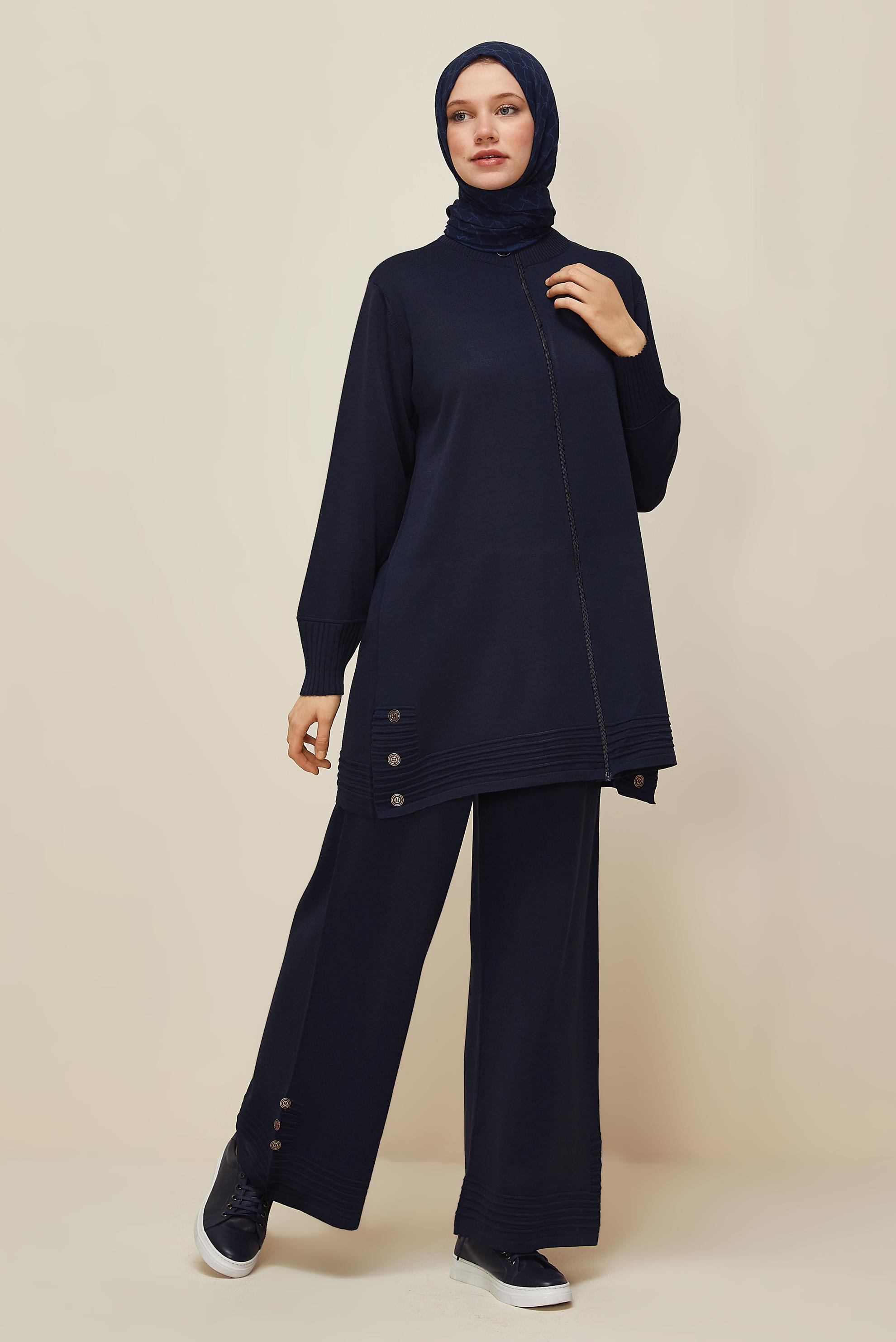 Tesettür giyim LACİVERT PANTOLONLU TRİKO TAKIM 45884