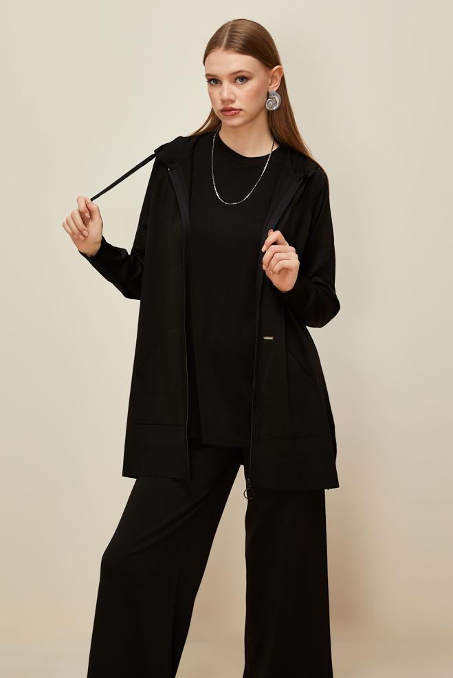 Vêtements hijab NOIR ENSEMBLE PANTALON EN TRICOT 45902 - ALVİNA