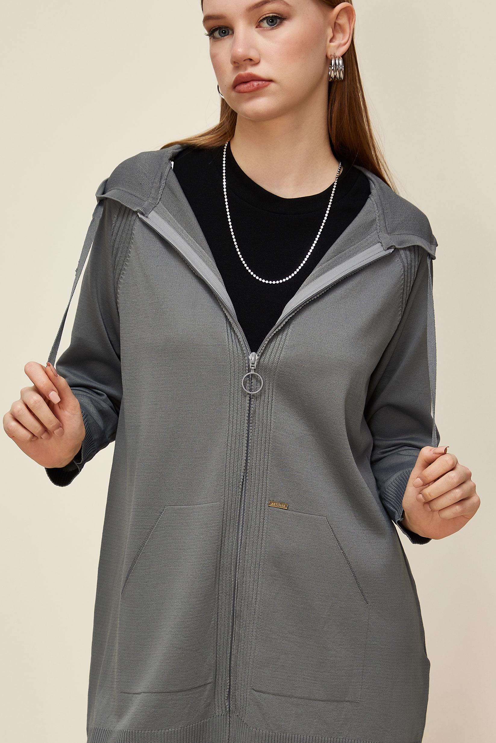 Tesettür giyim GRİ PANTOLONLU TRİKO TAKIM 45902