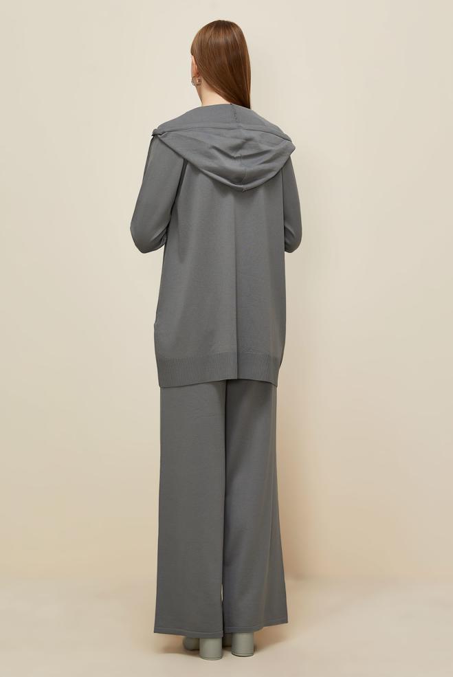 Tesettür giyim GRİ PANTOLONLU TRİKO TAKIM 45902 - ALVİNA
