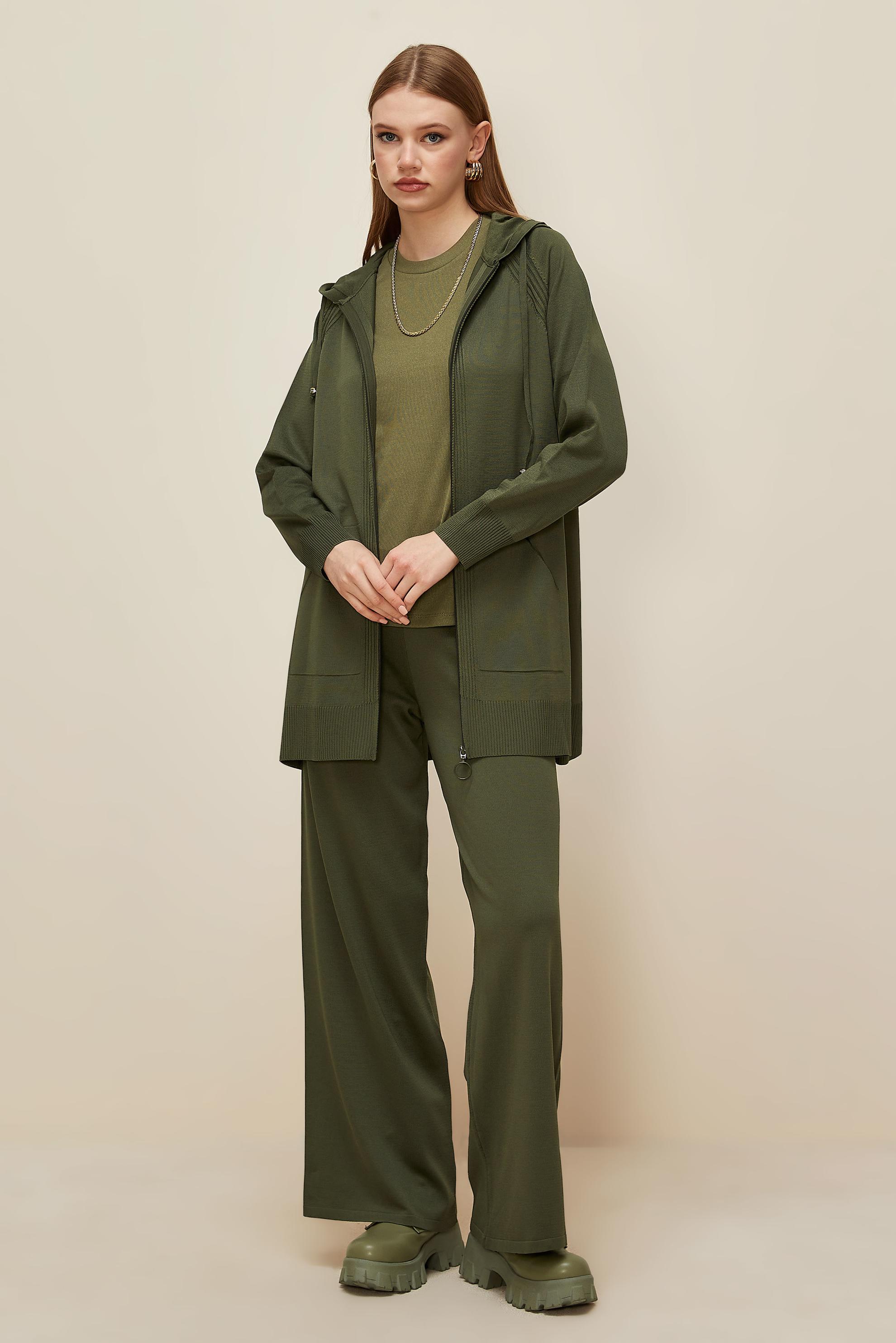Hijab clothing KHAKI KNITWEAR PANTSUIT 45902