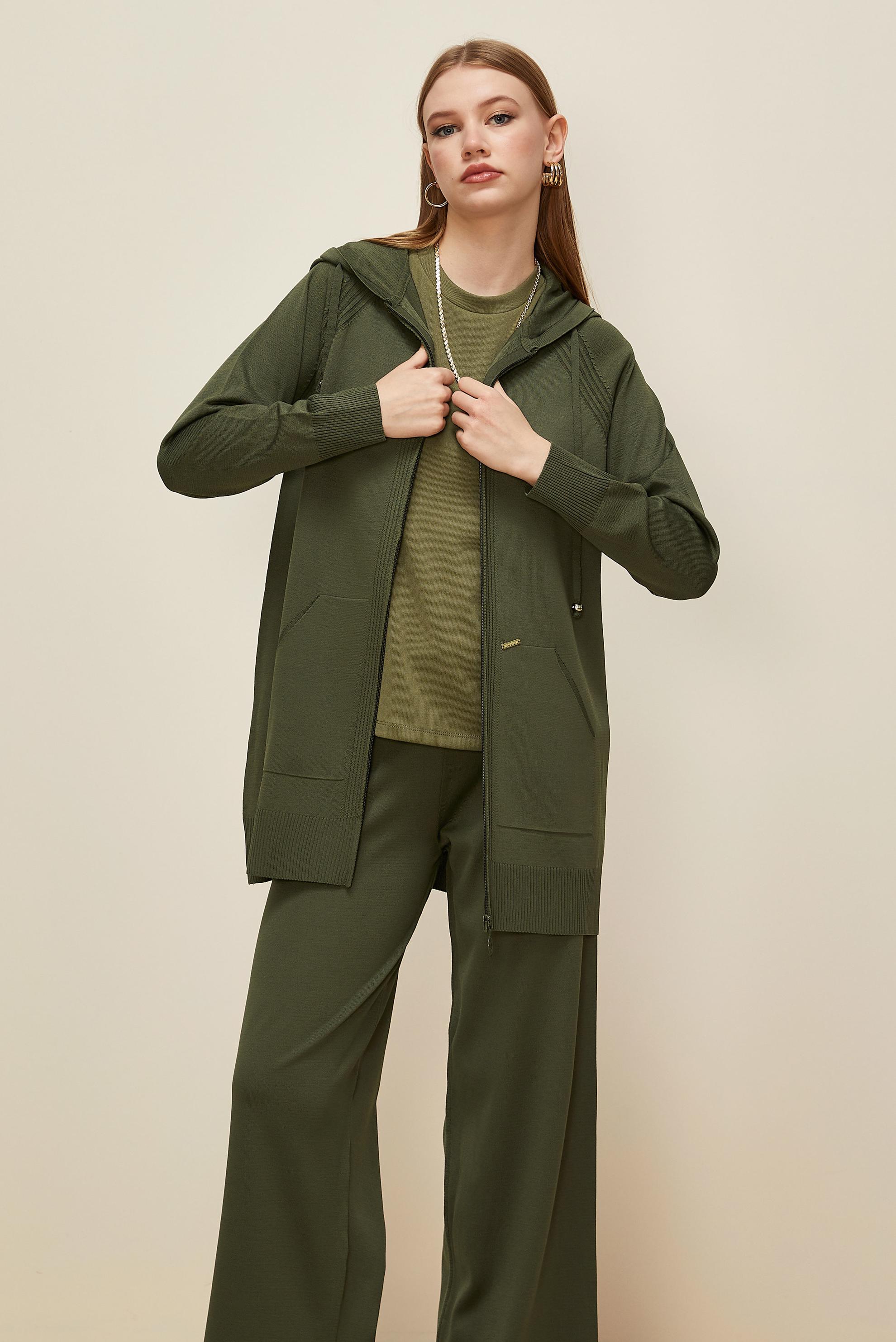 Hijab clothing KHAKI KNITWEAR PANTSUIT 45902