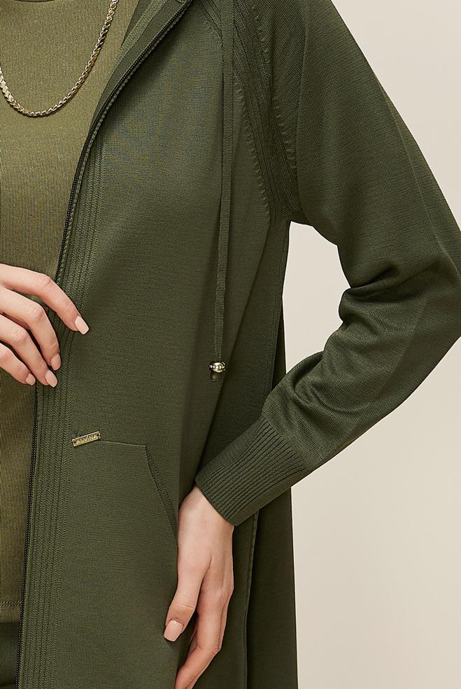 Tesettür giyim HAKİ PANTOLONLU TRİKO TAKIM 45902 - ALVİNA