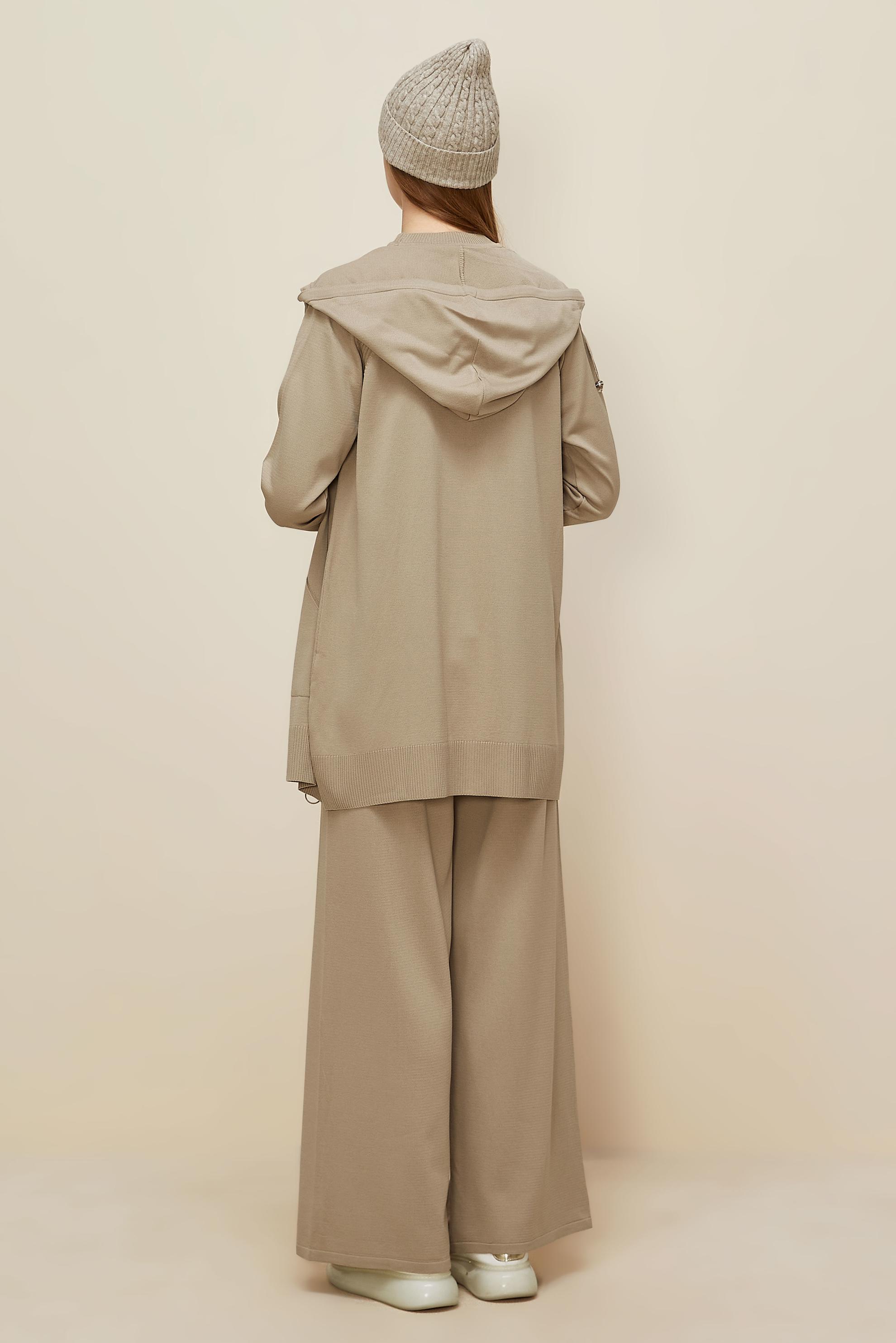 Tesettür giyim BEJ PANTOLONLU TRİKO TAKIM 45902