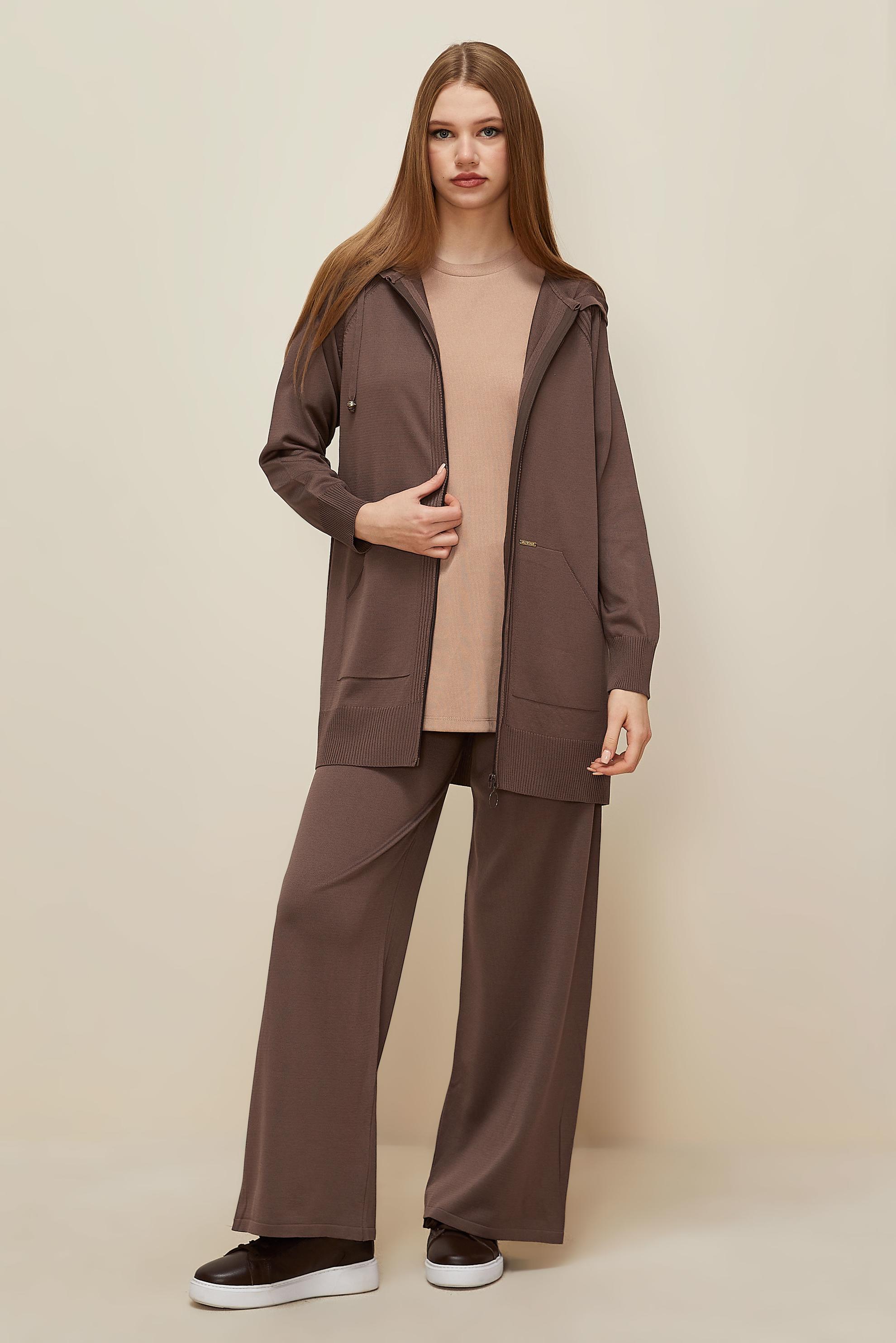 Hijab clothing BROWN KNITWEAR PANTSUIT 45902