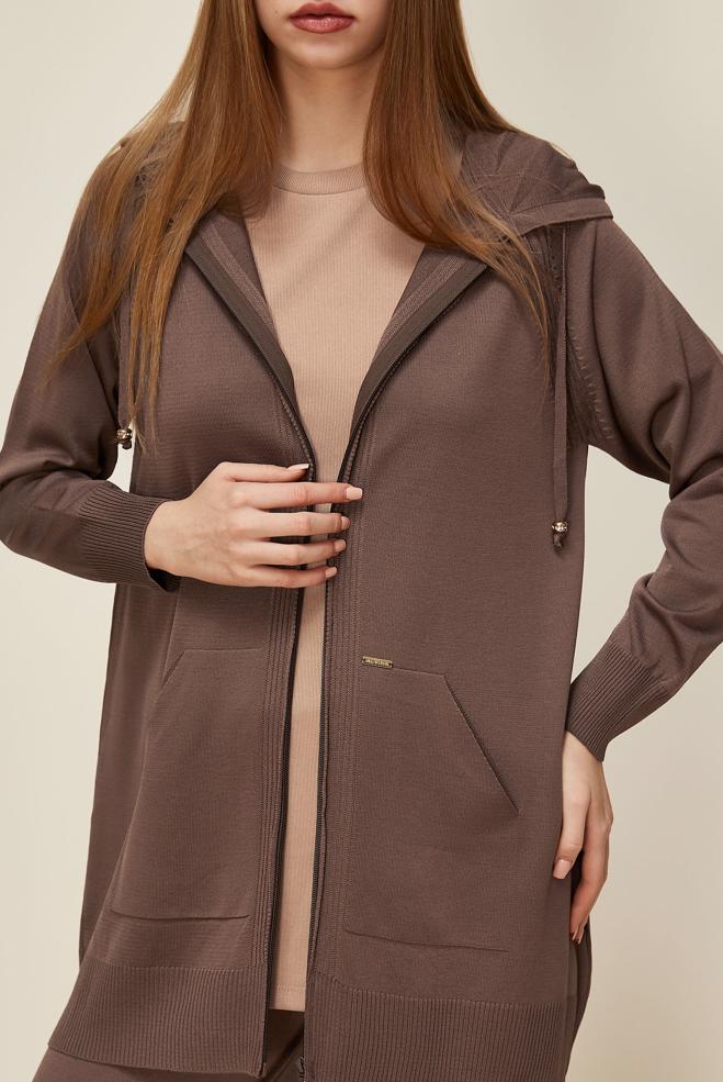 Tesettür giyim KAHVE PANTOLONLU TRİKO TAKIM 45902 - ALVİNA