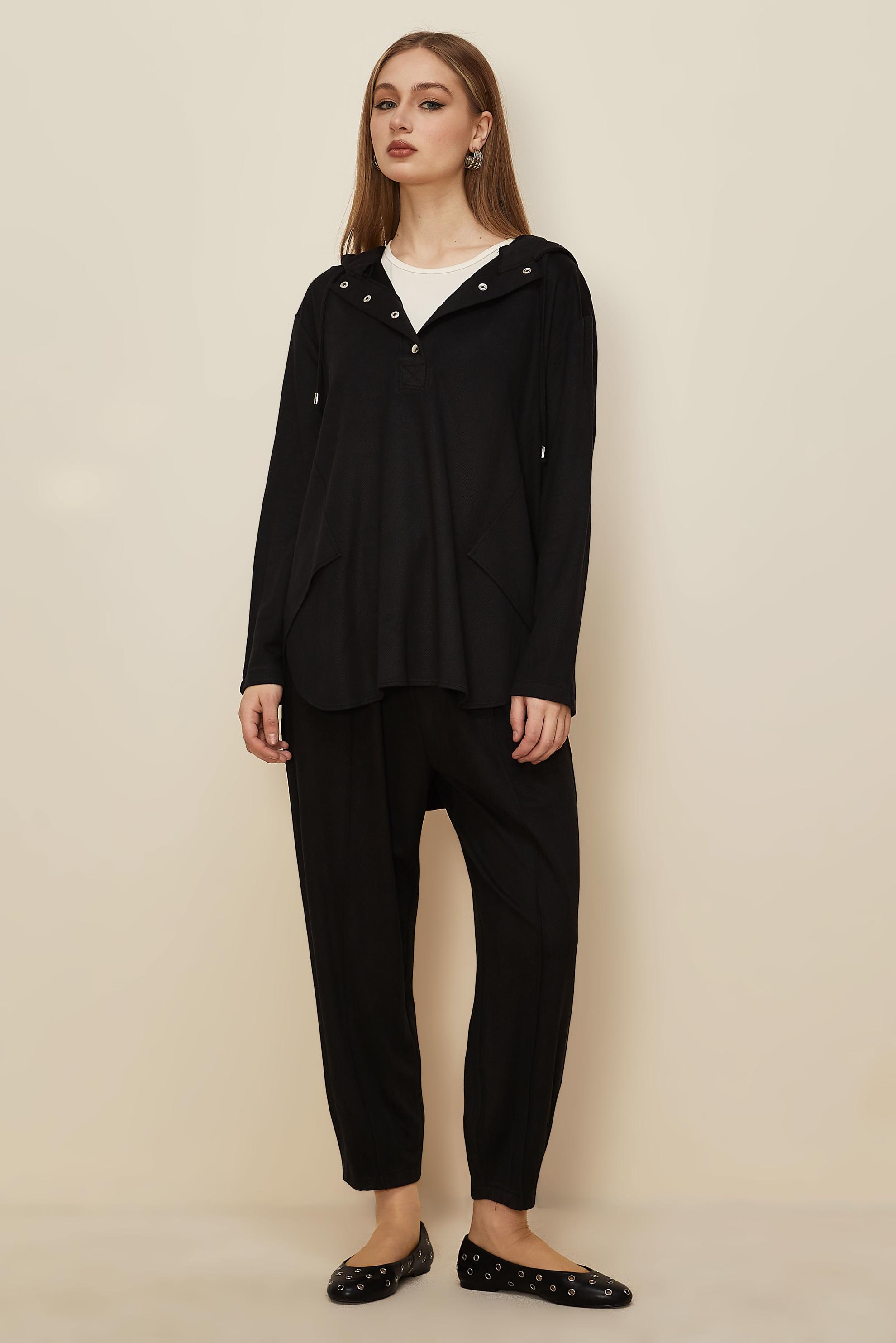 Tesettür giyim SİYAH PANTOLONLU SÜET TAKIM 45971