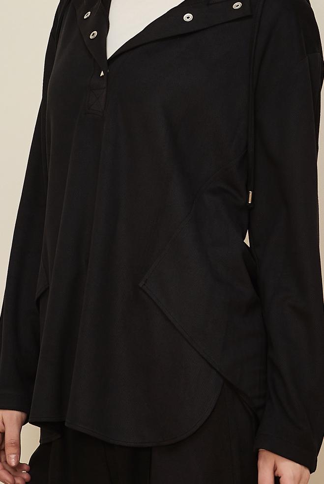 Tesettür giyim SİYAH PANTOLONLU SÜET TAKIM 45971 - ALVİNA