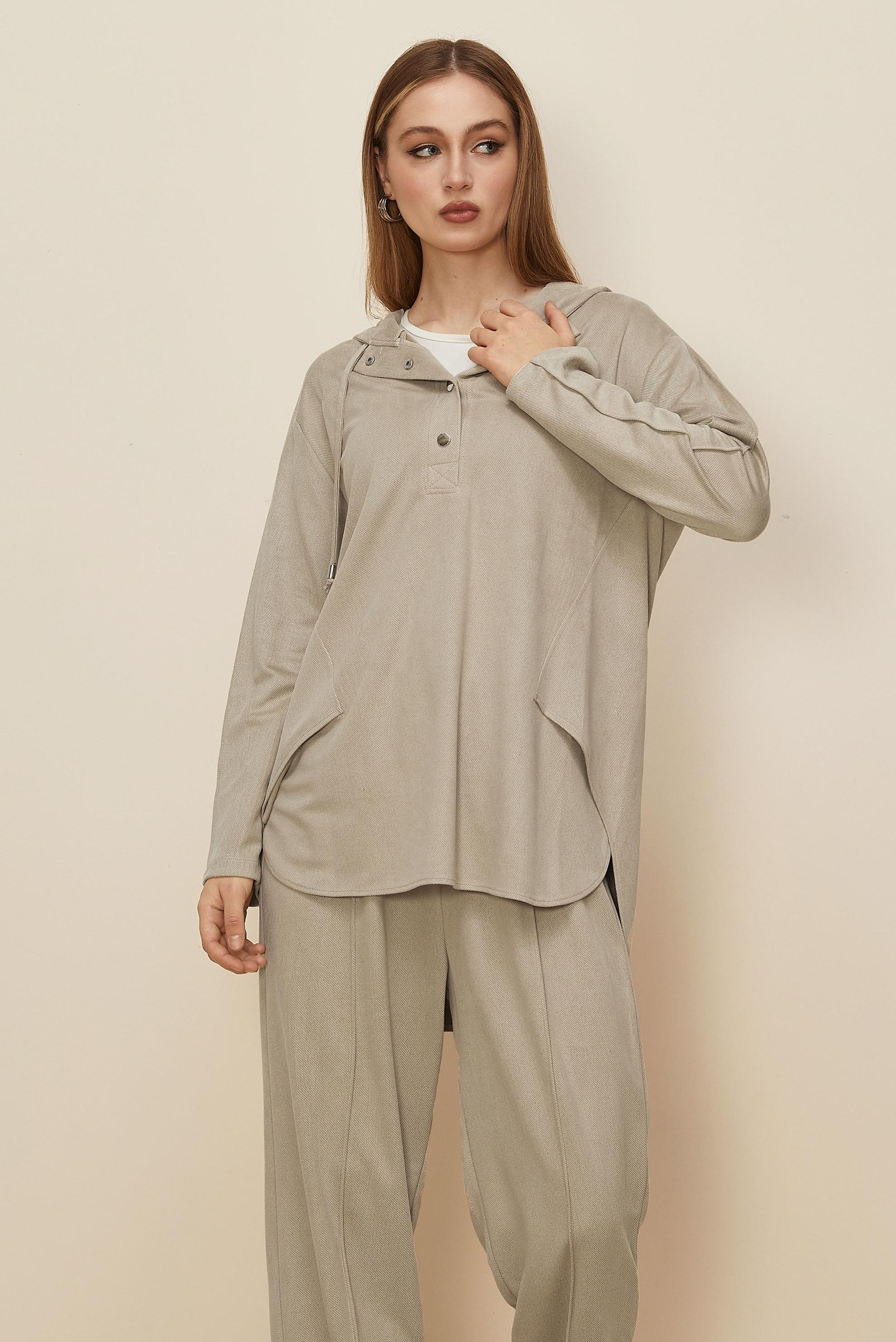 Hijab clothing BEIGE SUEDE PANTSUIT 45971