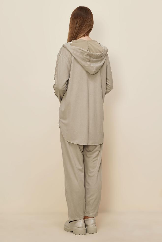 Hijab clothing BEIGE SUEDE PANTSUIT 45971 - ALVİNA